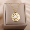 Green Opal Pendant Necklace For Women Stainless Steel Black Stone Necklaces 2023 Trend Aesthetic Jewelry collares mujer
