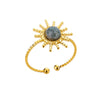 Green Opal Stone Rings for Women Open Adjustable Stainless Steel Sun Finger Ring 2023 Trend Wedding Band Jewelry anillos mujer