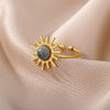 Green Opal Stone Rings for Women Open Adjustable Stainless Steel Sun Finger Ring 2023 Trend Wedding Band Jewelry anillos mujer