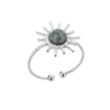 Green Opal Stone Rings for Women Open Adjustable Stainless Steel Sun Finger Ring 2023 Trend Wedding Band Jewelry anillos mujer