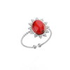 Green Opal Stone Rings for Women Open Adjustable Stainless Steel Sun Finger Ring 2023 Trend Wedding Band Jewelry anillos mujer