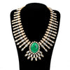 Green Patterned Gem Crystal Statement Necklace Perfume Women Exaggerated Party Necklace Dress Match Jewelry