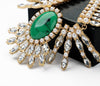 Green Patterned Gem Crystal Statement Necklace Perfume Women Exaggerated Party Necklace Dress Match Jewelry