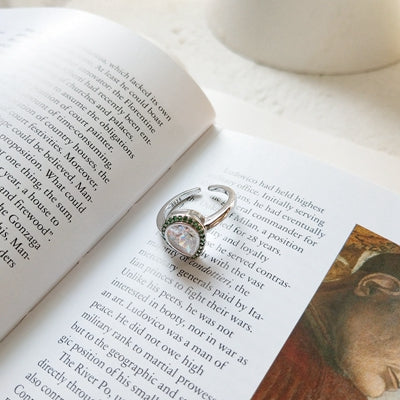 Green Pigeon eggs 925 sterling silver zircon adjustable rings designer works image design rings for women charms fashion jewelry