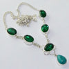 Green Quarts &amp; Turquois    Necklace   Silver Overlay over Copper,  52 cm, N1959