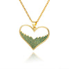 Green Red Blue Zircon Heart Necklace For Women Girls Romantic Crystal Pendant Necklaces Stainless Steel Couple Jewerly collar