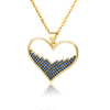 Green Red Blue Zircon Heart Necklace For Women Girls Romantic Crystal Pendant Necklaces Stainless Steel Couple Jewerly collar