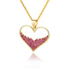 Green Red Blue Zircon Heart Necklace For Women Girls Romantic Crystal Pendant Necklaces Stainless Steel Couple Jewerly collar