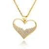 Green Red Blue Zircon Heart Necklace For Women Girls Romantic Crystal Pendant Necklaces Stainless Steel Couple Jewerly collar