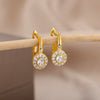 Green Round Zircon Stud Earrings for Women Stainless Steel Couple Earrings Trend 2023 Wedding Piercing Jewelry pendientes mujer