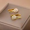 Green Round Zircon Stud Earrings for Women Stainless Steel Couple Earrings Trend 2023 Wedding Piercing Jewelry pendientes mujer