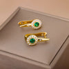 Green Round Zircon Stud Earrings for Women Stainless Steel Couple Earrings Trend 2023 Wedding Piercing Jewelry pendientes mujer