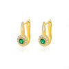 Green Round Zircon Stud Earrings for Women Stainless Steel Couple Earrings Trend 2023 Wedding Piercing Jewelry pendientes mujer