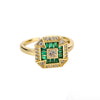 Green Square Zircon Rings For Women Stainless Steel Religious Style Crystal Ring 2023 Trend Boho Aesthetic Jewelry anillos mujer