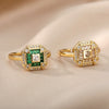Green Square Zircon Rings For Women Stainless Steel Religious Style Crystal Ring 2023 Trend Boho Aesthetic Jewelry anillos mujer