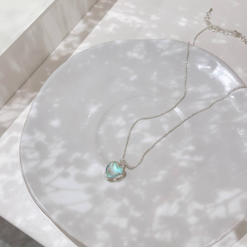 Green Transparent Crystal Love Heart Pendant Necklace Cloud Smiley Necklaces 2022 Trend Vintage Metal Beaded Necklace for Women