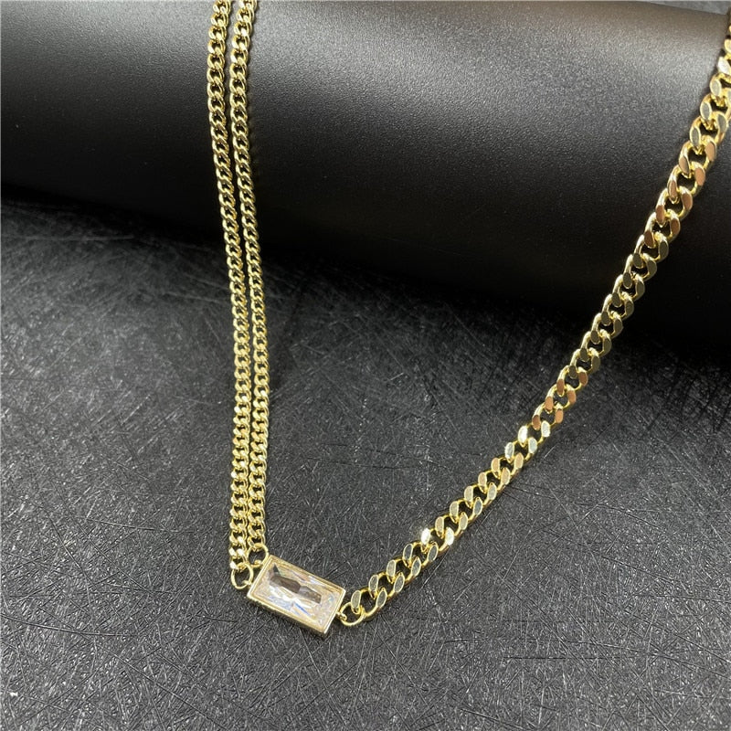 Green Zircon Cuban Chain Women Anklet Stainless Steel Summer Beach Gold Color Necklace On Hand Anklet For Women Jewelry Gift