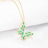 Green Zircon Lucky Butterfly Pendant Female Rhinestone Shining Statement Crystal Charm Choker Necklace for Woman Wedding Gift