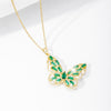 Green Zircon Lucky Butterfly Pendant Female Rhinestone Shining Statement Crystal Charm Choker Necklace for Woman Wedding Gift