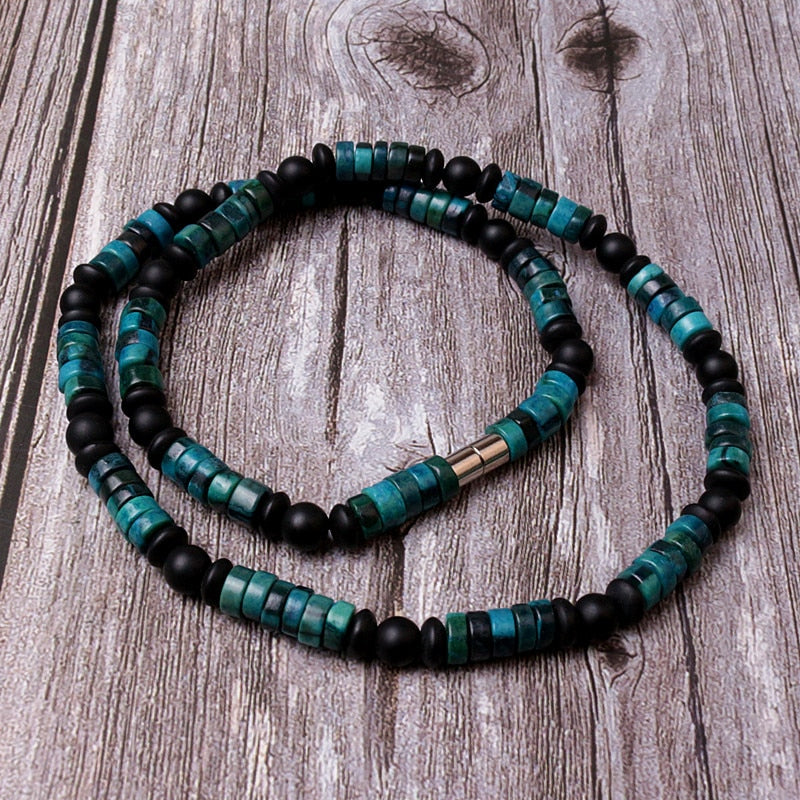 Green natural stone Necklace for Men & Women Hawaiian Surfer Jewelry