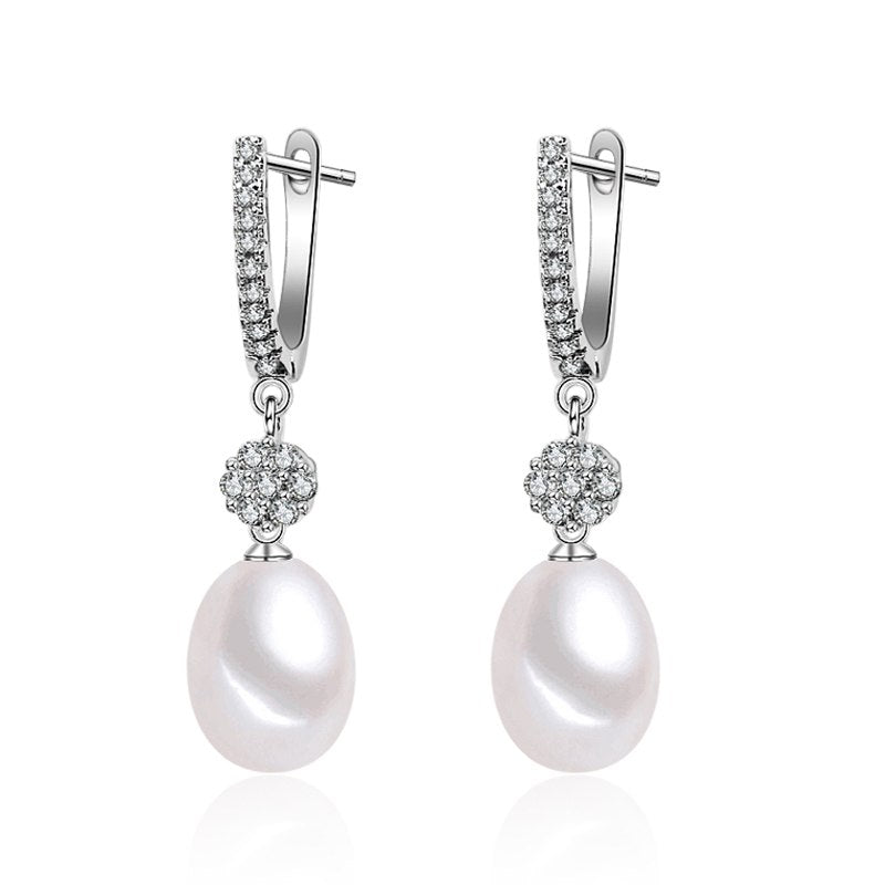 Grey natural pearl earring for women,wedding 925 sterling silver bohemia bridal earrings pearl gift