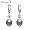 Grey natural pearl earring for women,wedding 925 sterling silver bohemia bridal earrings pearl gift