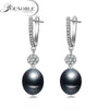 Grey natural pearl earring for women,wedding 925 sterling silver bohemia bridal earrings pearl gift