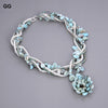 GuaiGuai Jewelry 5 Strands Natural White Pearl Blue Larimar Crystal Pendant Necklace