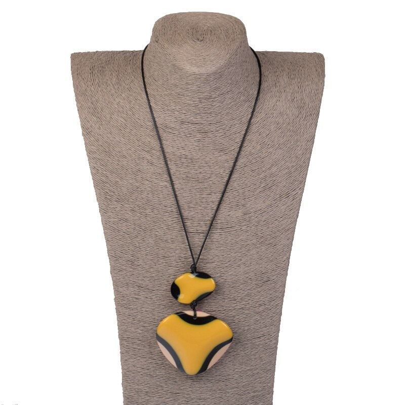 GuanLong Vintage Rope Long/Pendant Necklaces Charms Heart Custom Necklace Women Designer Acrylic Necklace Jewelry Female