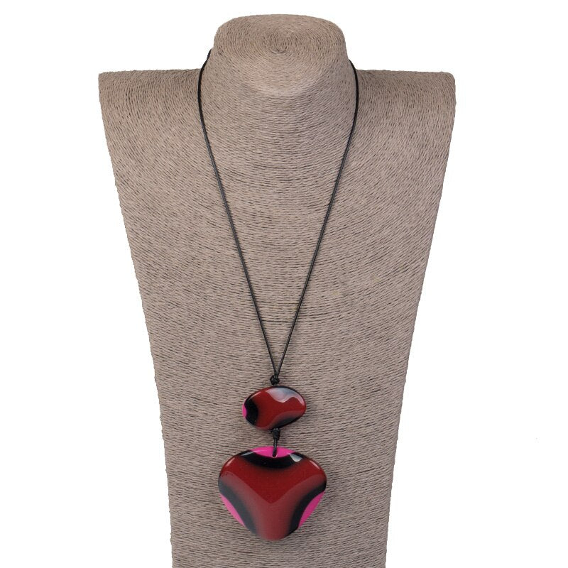 GuanLong Vintage Rope Long/Pendant Necklaces Charms Heart Custom Necklace Women Designer Acrylic Necklace Jewelry Female