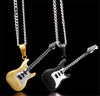 Guitar Necklace For Men/Women Music Lover Gift Black/Gold Color Stainless Steel Pendant &amp; Chain Hip Hop Rock Jewelry