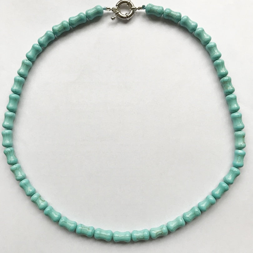 Gypsy Howliet Turquoises Stone Bone Necklace Handmade Vintage Tibetan Natural Blue Men Necklace Wholesale Jewelry Man Jewellery