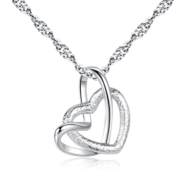 H-HYDE-2020-New-Arrival-Necklace-for-Women-Heart-to-Heart-Silver-Color-Matte-Lady-Short