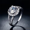 Luxury Large Round Blue wedding Silver Color Rings for women CZ Stone jewelry engagement rings bague bijouterie
