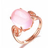 Rose Gold Color 3 Design Fashion Luxury Big Opal ring For Women Pink Natural Stone Promise Rings Jewelry bague