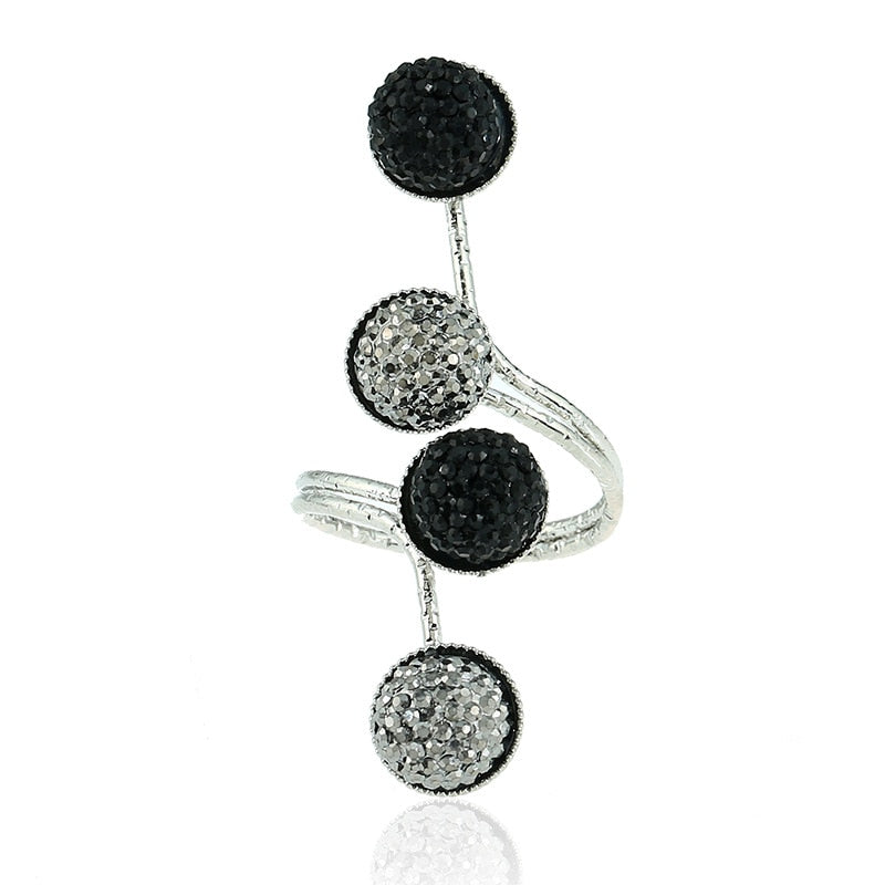 Simple Black Gold/Silver Resin Peas Ring Gold and Silver Metal Personality Unique Punk Ring Jewelry For Women Wholesale