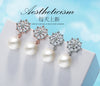 925 Stamp Silver Color Women Earrings Snowflake Pearl Retro Stud Earrings Girl Gifts Jewelry  Christmas