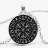 statement / Vegvisir Viking Compass Pendant Jewelry Glass Cabochon Necklace Men and Women Clothing Accessories