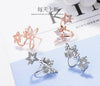 925 Silver Women  Star Cross Butterfly  Earrings Zircon Charm Girl Gifts Jewelry New