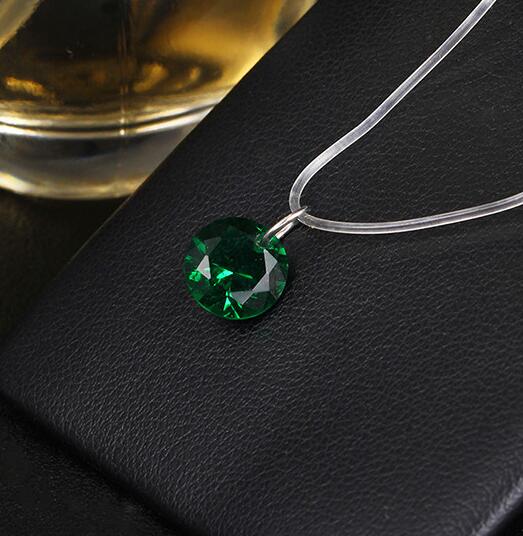 H1 Silver color Dazzling Zircon Necklace And Invisible Transparent Fishing Line Simple Pendant Necklace Jewelry
