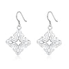 925 Sterling Silver Pretty Carved Square Earrings for Women  Party wedding noble Jewelry fine Christmas Gifts