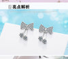 925 Stamp Silver Color Women  Bowknot Earrings Pendant Zircon Girl Gifts Jewelry New