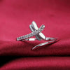 925 Sterling Silver Crystal elegant dragonfly Ring For Women 18k gold Wedding Party Gift Street all-match jewelry