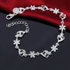 fine 925 sterling silver Bracelet crystal romantic heart flower chain for woman wedding accessories designer jewelry