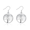 Pretty 925 Sterling Silver Hollow Round tree drop Earrings for Women Jewelry party Christmas Gifts