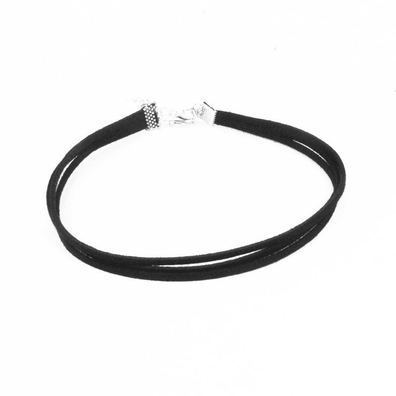 H16 Charming Lace Leather Strip Necklace For Women Vintage Tassel Necklace Simple Design Choker Necklace Fashion Party Jewelry