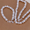 custom 8MM Frosted beads 925 Sterling Silver Bracelets necklace Jewelry sets for women men wedding Party Gifts