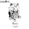 2Pcs/Lot Kitten With Ball of Yarn Dangles Beads Charm Fits DIY Bracelets Necklace For Women Men Kids Jewelry Gift Accessories