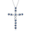 Female Cross Pendants 925 Stamp Silver Color Blue Zircon Cross Pendant Necklace Jewelry For Men/Women