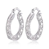 charms 925 Sterling Silver fine Round Carved wedding heart earrings for Women Christmas Gifts wedding party Jewelry